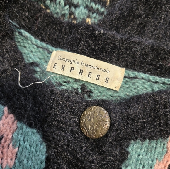 Express compagnie international vintage wool cardigan button up size Medium - Picture 4 of 5